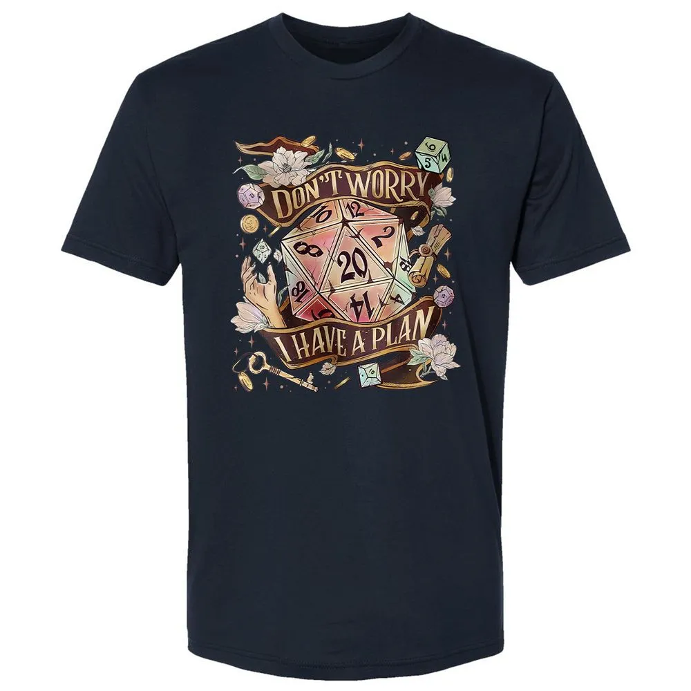 Floral Don't Worry I Have A Plan Premium Unisex T-Shirt - Midnight Navy - 2