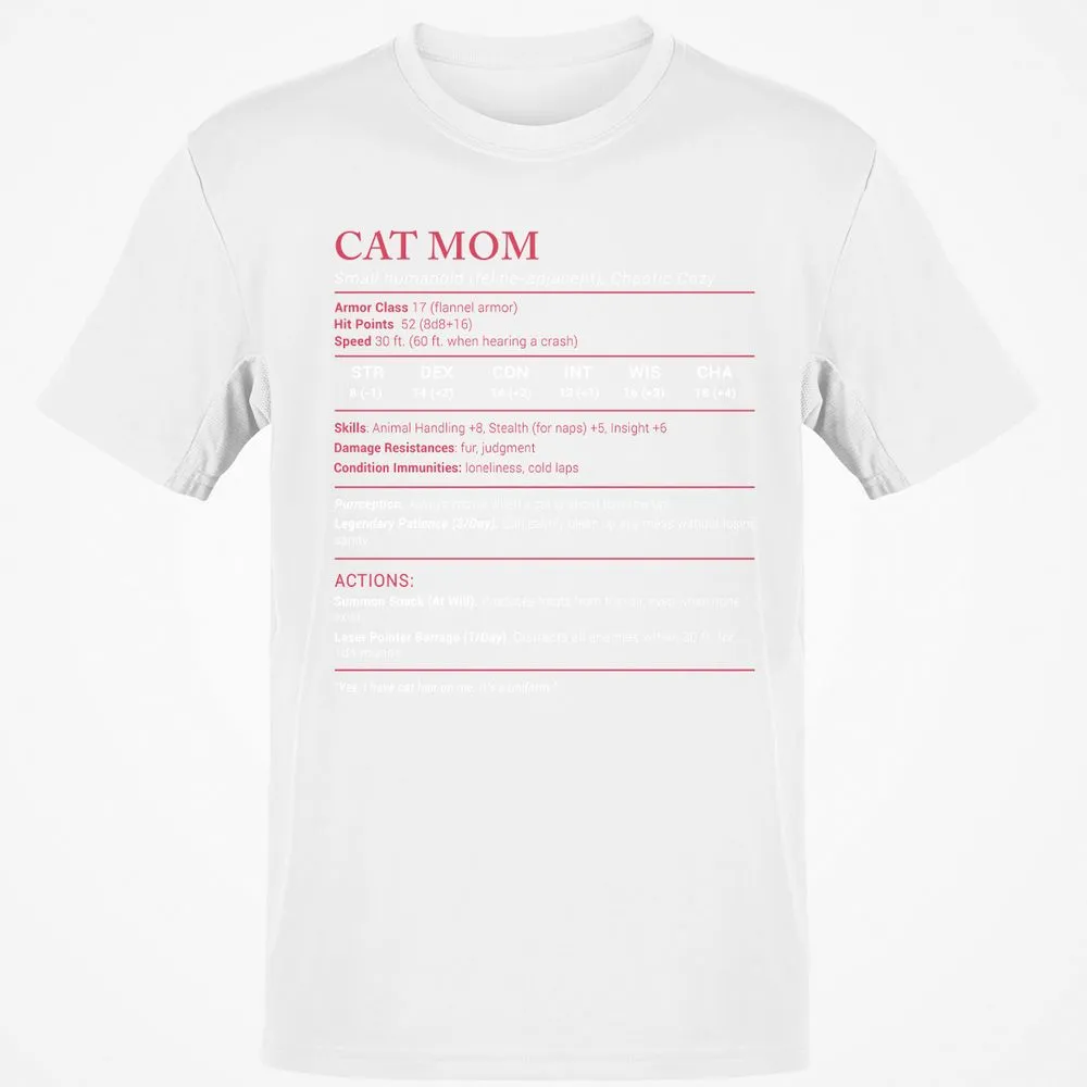 Cat Mom Stats Classic Unisex T-Shirt - White - 12