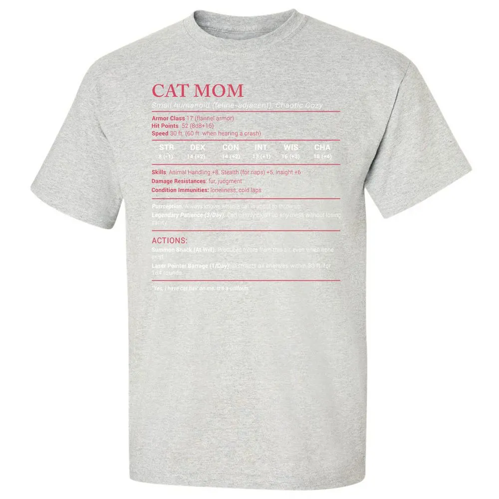 Cat Mom Stats Classic Unisex T-Shirt - Ash - 2