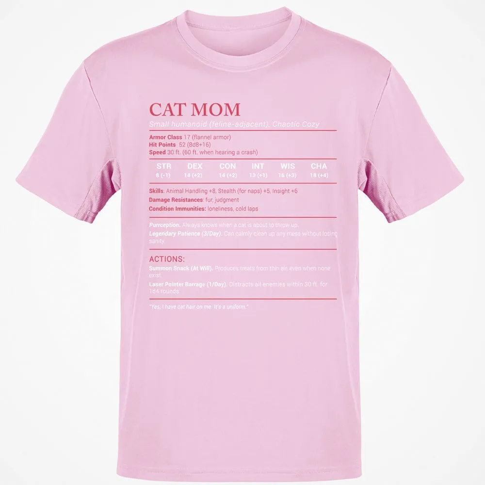 Cat Mom Stats Classic Unisex T-Shirt - Light Pink - 5