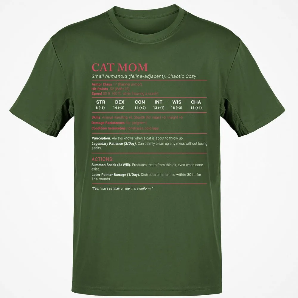 Cat Mom Stats Classic Unisex T-Shirt - Military Green - 6