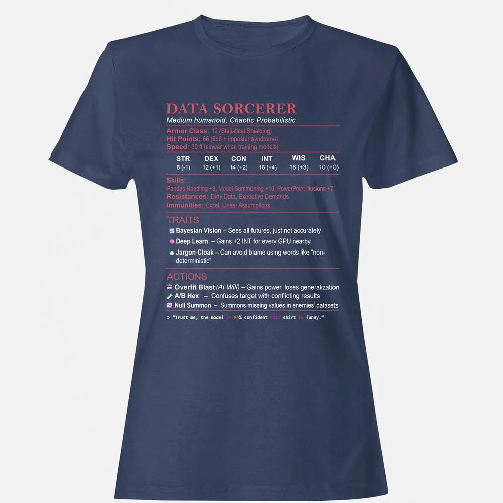 Data Scientist Stats (Data Sorcerer) Women's T-Shirt - Navy - 10