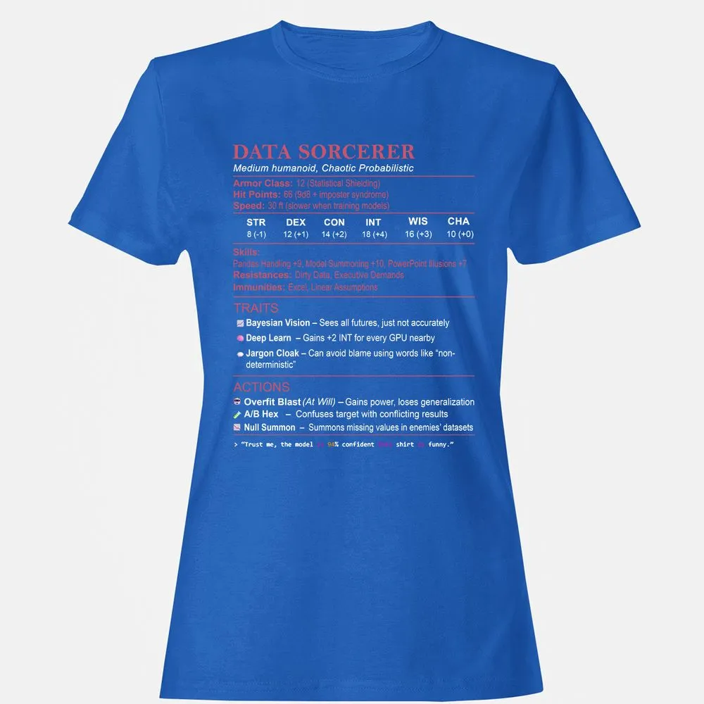 Data Scientist Stats (Data Sorcerer) Women's T-Shirt - Royal - 14