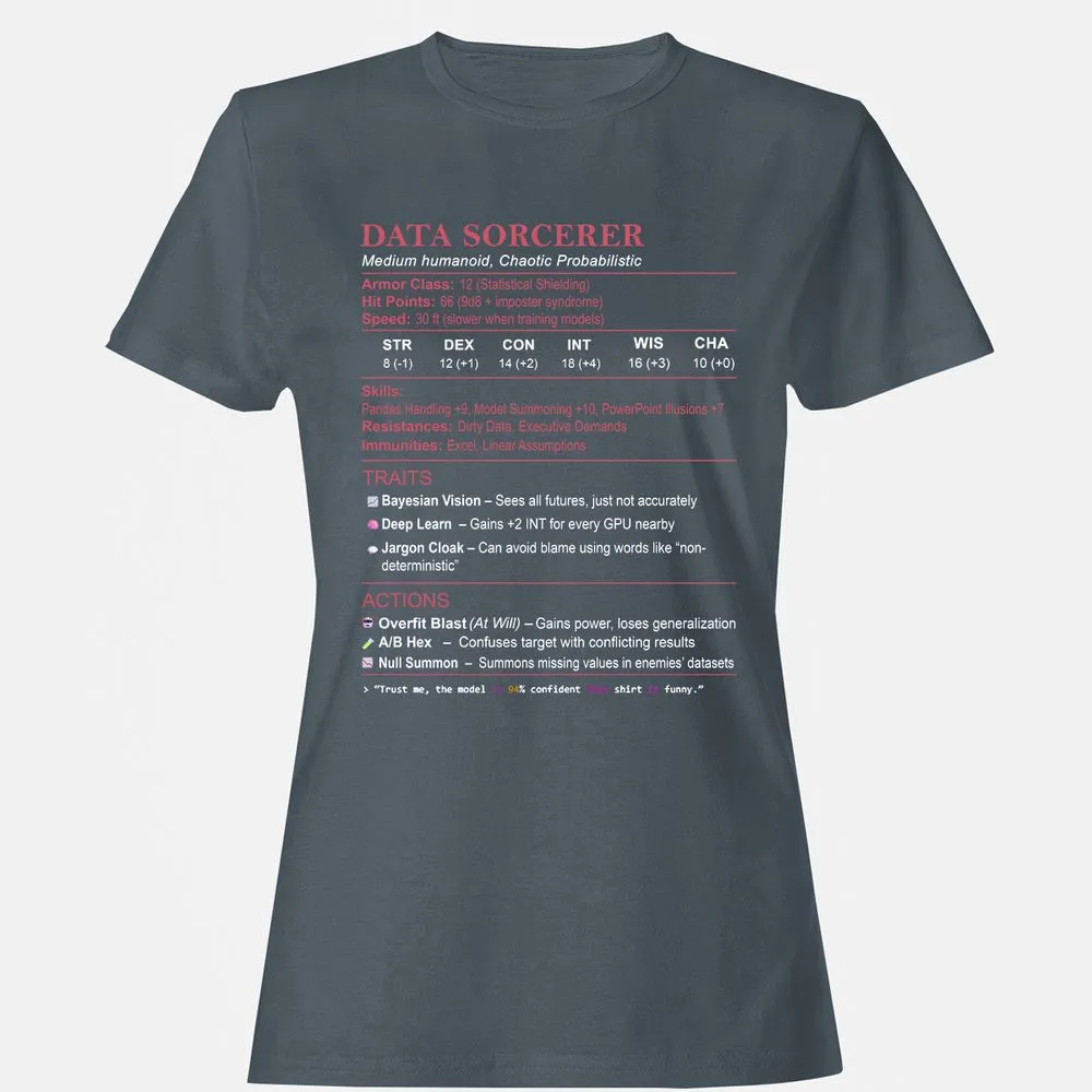 Data Scientist Stats (Data Sorcerer) Women's T-Shirt - Charcoal - 3