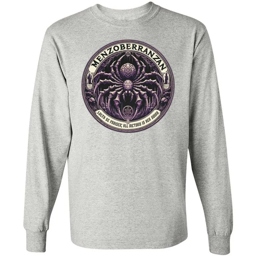 Menzoberranzan Lolth Be Praised Long Sleeve T-Shirt - Ash - 7