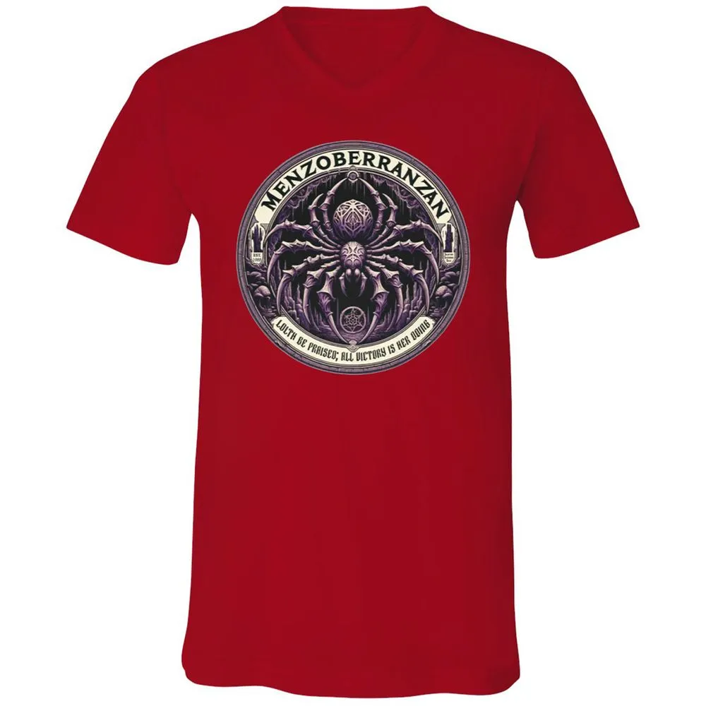 Menzoberranzan Lolth Be Praised Unisex V-Neck T-Shirt - Red - 3