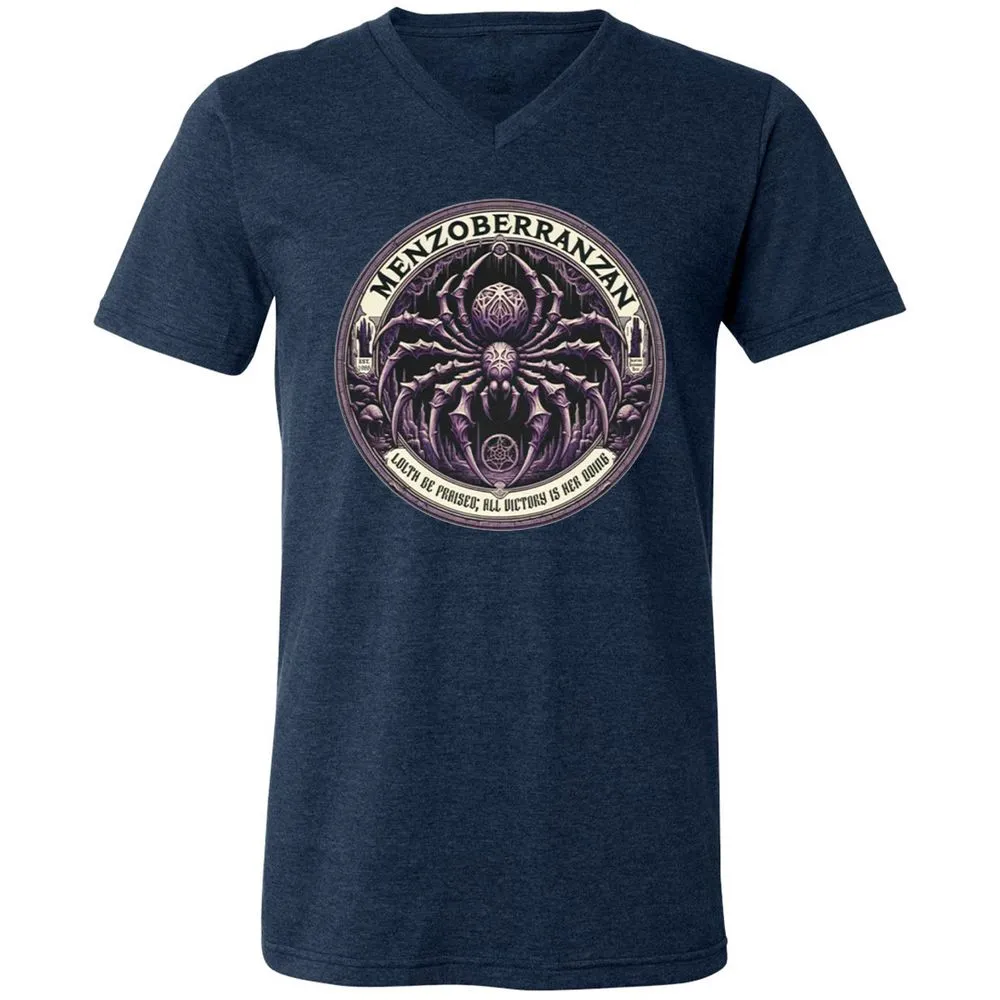 Menzoberranzan Lolth Be Praised Unisex V-Neck T-Shirt - Heather Navy - 15