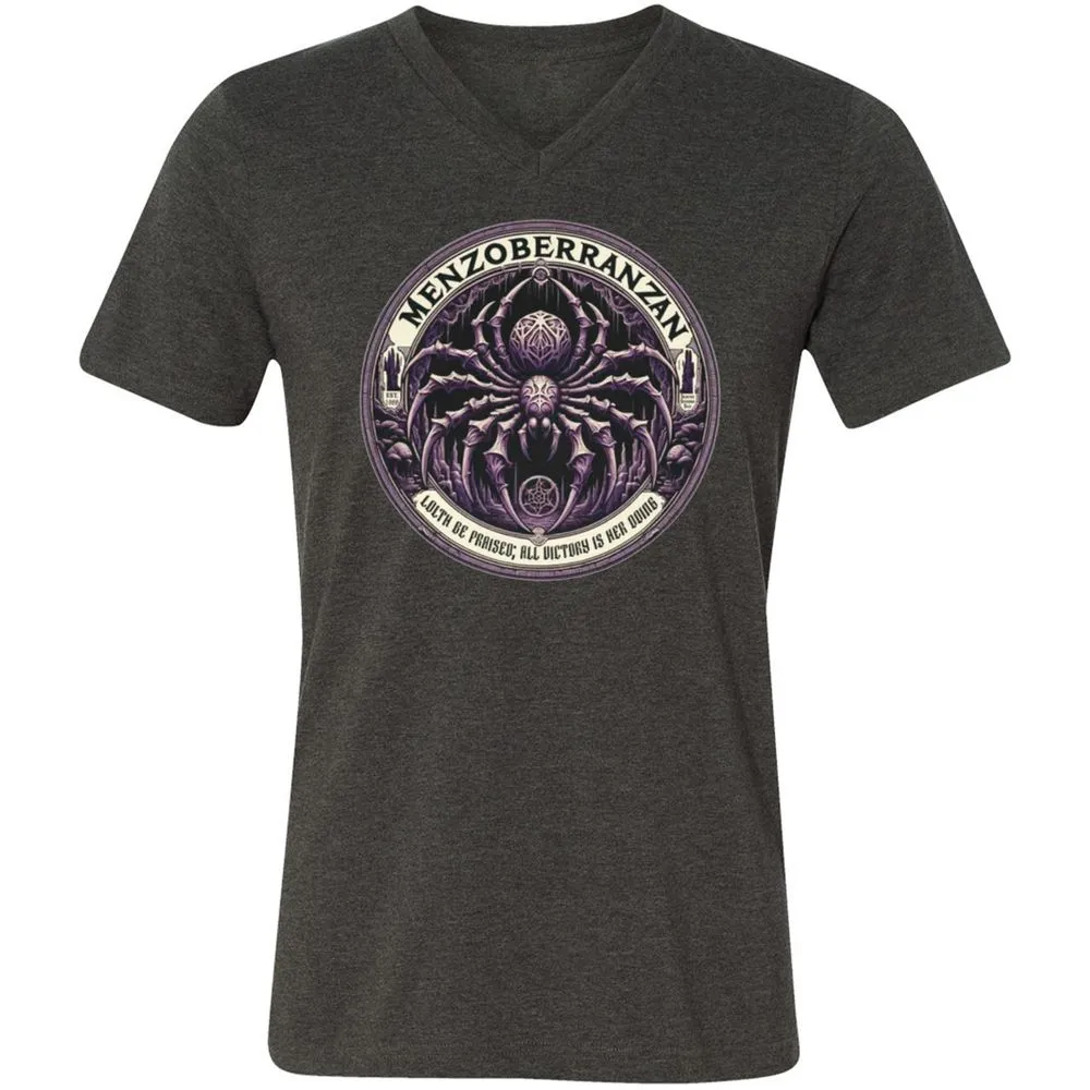 Menzoberranzan Lolth Be Praised Unisex V-Neck T-Shirt - Dark Grey Heather - 8