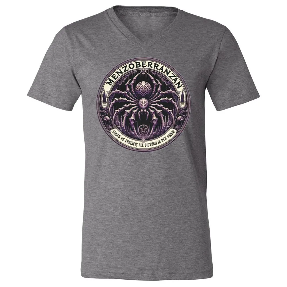 Menzoberranzan Lolth Be Praised Unisex V-Neck T-Shirt - Deep Heather - 13