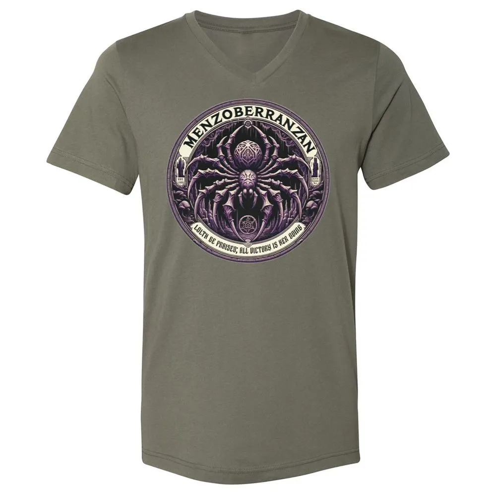 Menzoberranzan Lolth Be Praised Unisex V-Neck T-Shirt - Military Green - 10