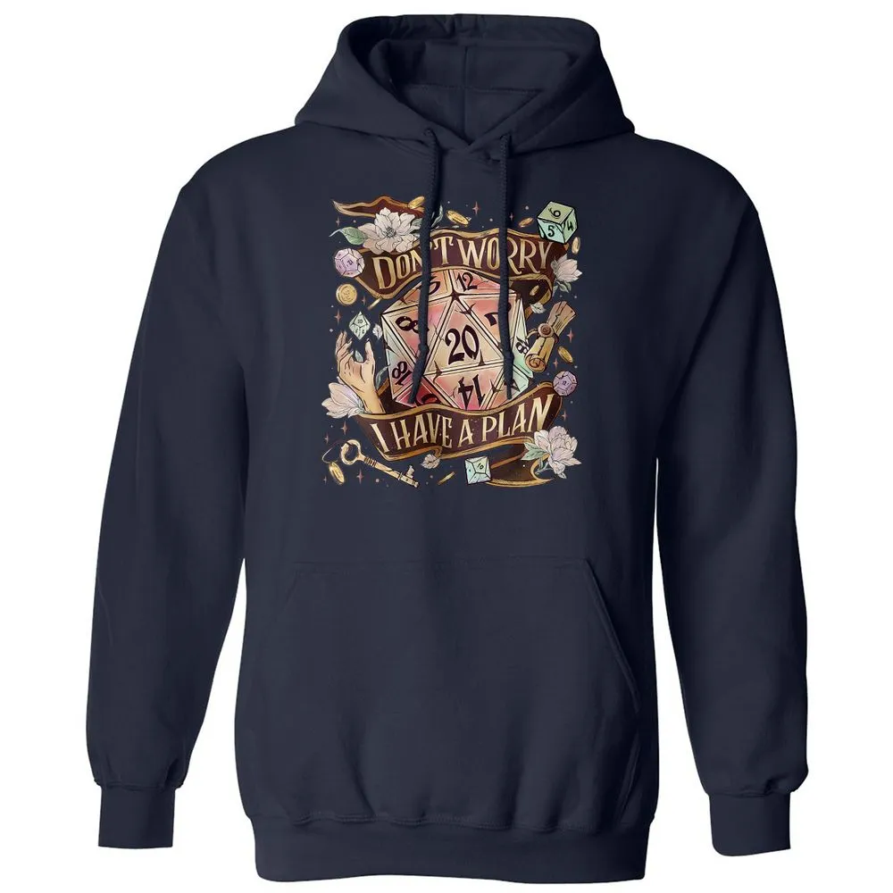 Floral Don't Worry I Have A Plan Classic Unisex Hoodie - Navy - 2