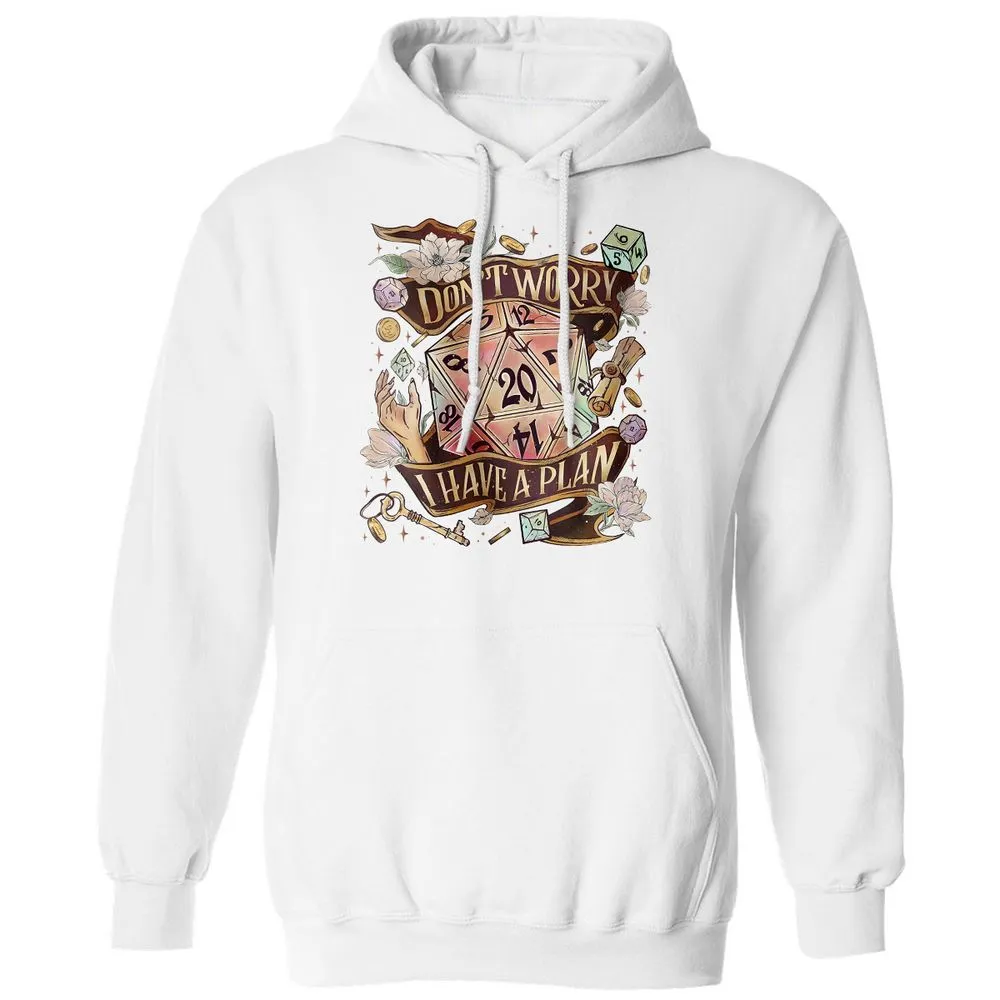 Floral Don't Worry I Have A Plan Classic Unisex Hoodie - White - 11