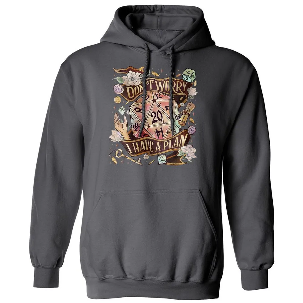 Floral Don't Worry I Have A Plan Classic Unisex Hoodie - Charcoal - 7