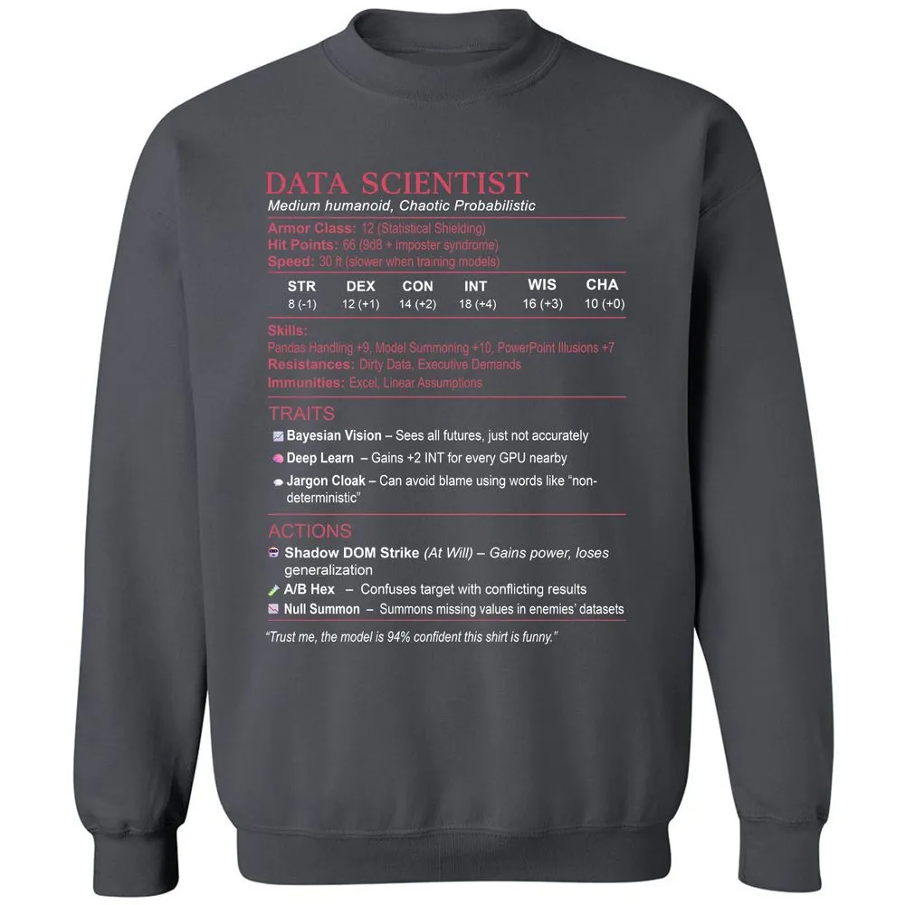 Data Scientist Stats Classic Unisex Sweatshirt - Charcoal - 7