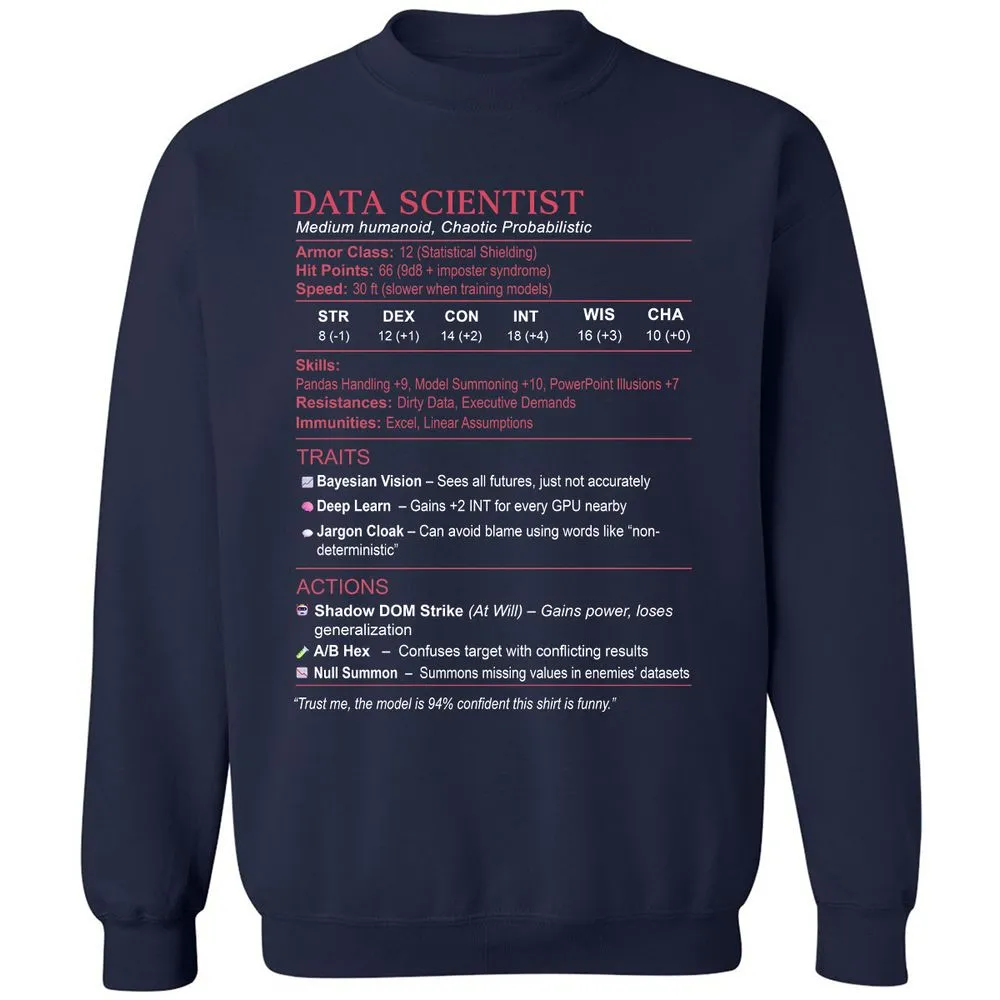 Data Scientist Stats Classic Unisex Sweatshirt - Navy - 2