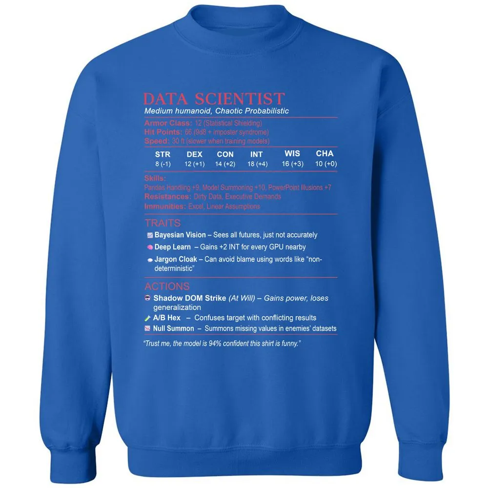 Data Scientist Stats Classic Unisex Sweatshirt - Royal - 9