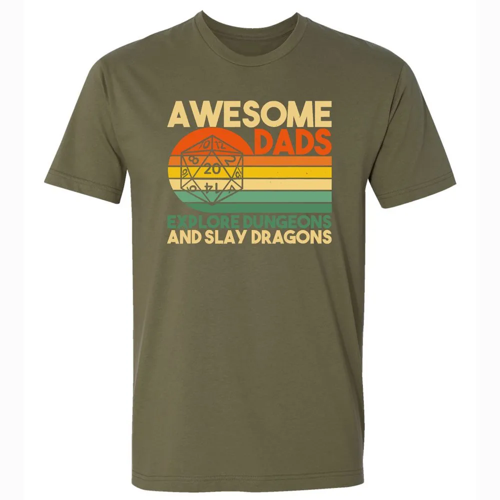 Awesome Dads Explore Dungeons Premium Unisex T-Shirt - Military Green - 5