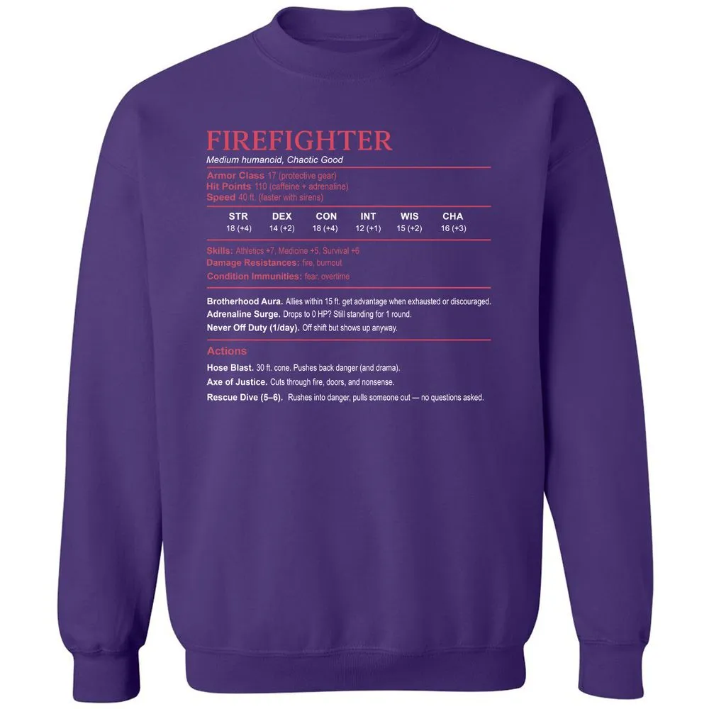 Firefighter Stats Classic Unisex Sweatshirt - Purple - 6