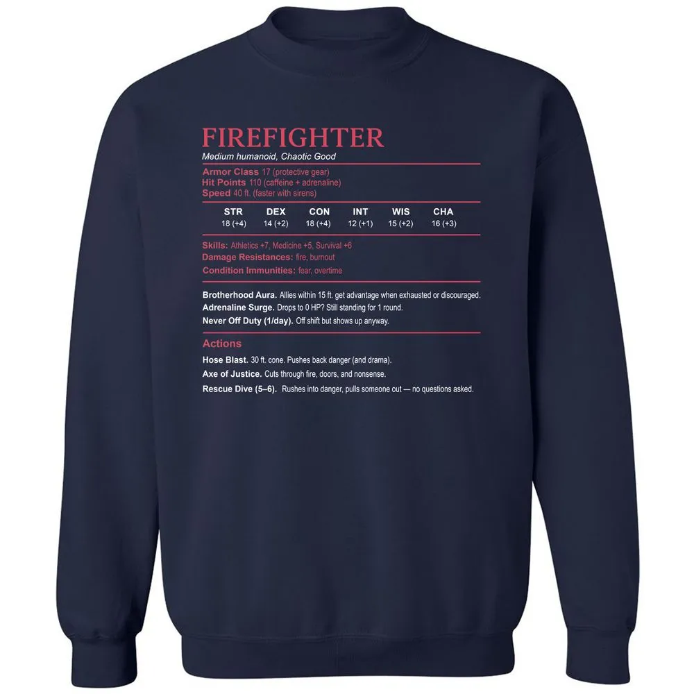Firefighter Stats Classic Unisex Sweatshirt - Navy - 2