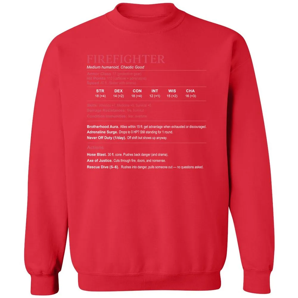 Firefighter Stats Classic Unisex Sweatshirt - Red - 5