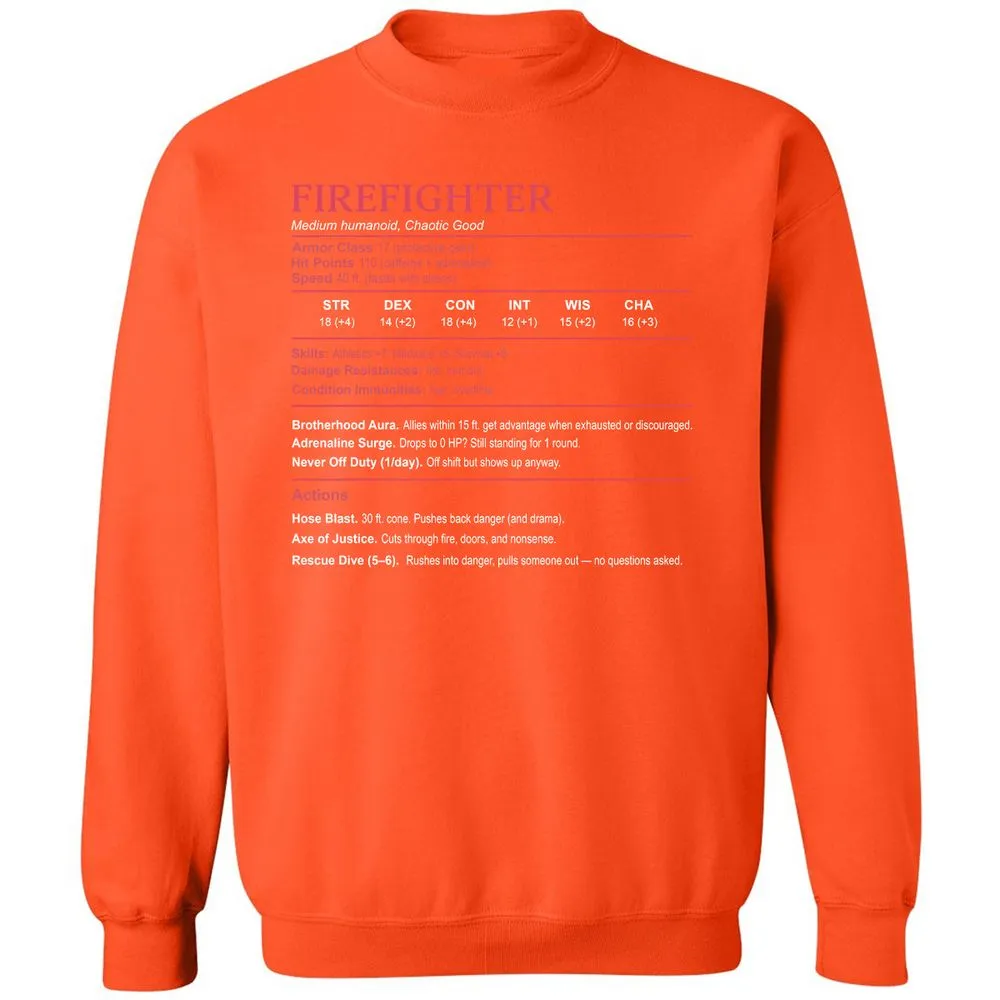 Firefighter Stats Classic Unisex Sweatshirt - Orange - 10