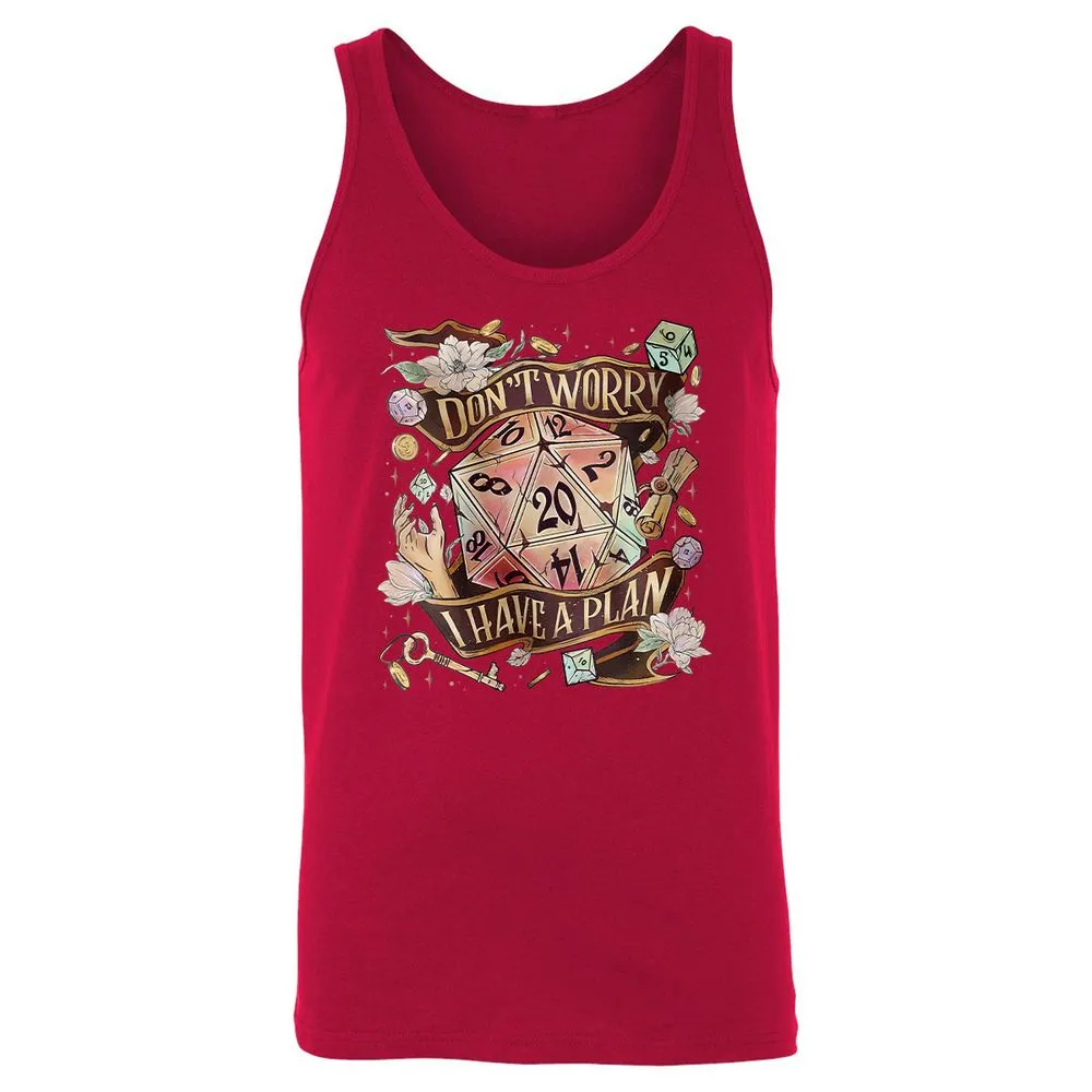Floral Don't Worry I Have A Plan Unisex Jersey Tank - Red - 11