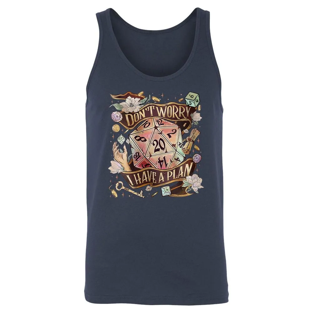Floral Don't Worry I Have A Plan Unisex Jersey Tank - Navy - 2