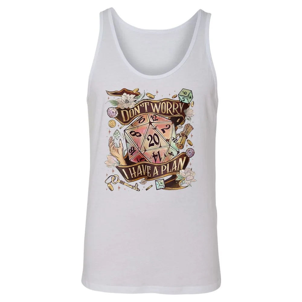 Floral Don't Worry I Have A Plan Unisex Jersey Tank - White - 14