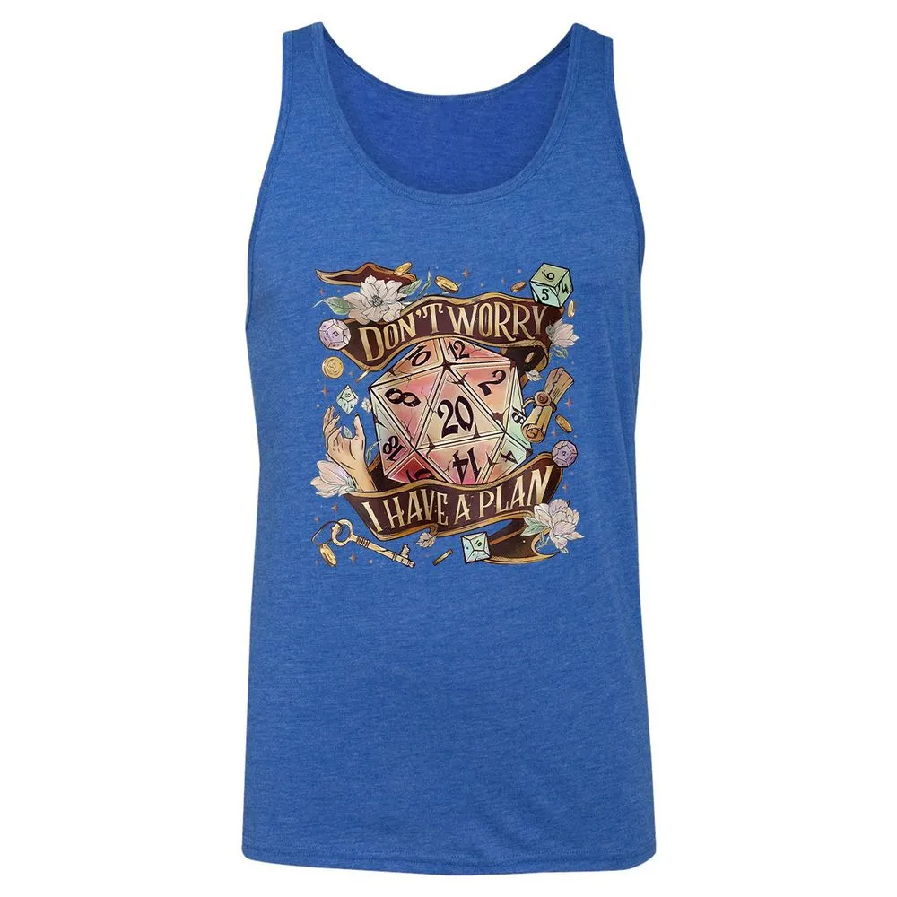 Floral Don't Worry I Have A Plan Unisex Jersey Tank - True Royal Triblend - 12