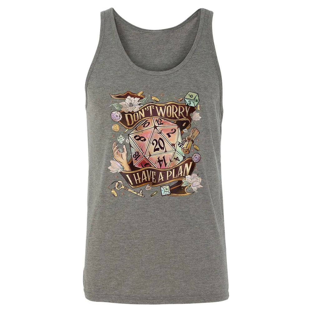 Floral Don't Worry I Have A Plan Unisex Jersey Tank - Grey Triblend - 8