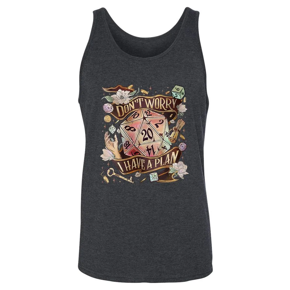 Floral Don't Worry I Have A Plan Unisex Jersey Tank - Dark Grey Heather - 6