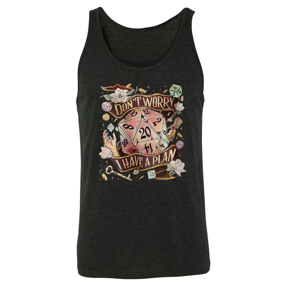Floral Don't Worry I Have A Plan Unisex Jersey Tank - Charcoal Black Triblend - 5