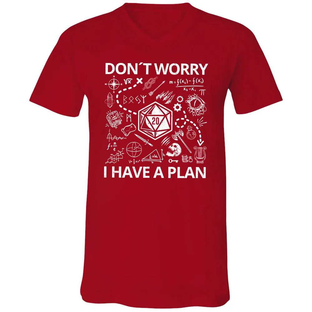 Don't Worry I Have A Plan Unisex V-Neck T-Shirt - Red - 3