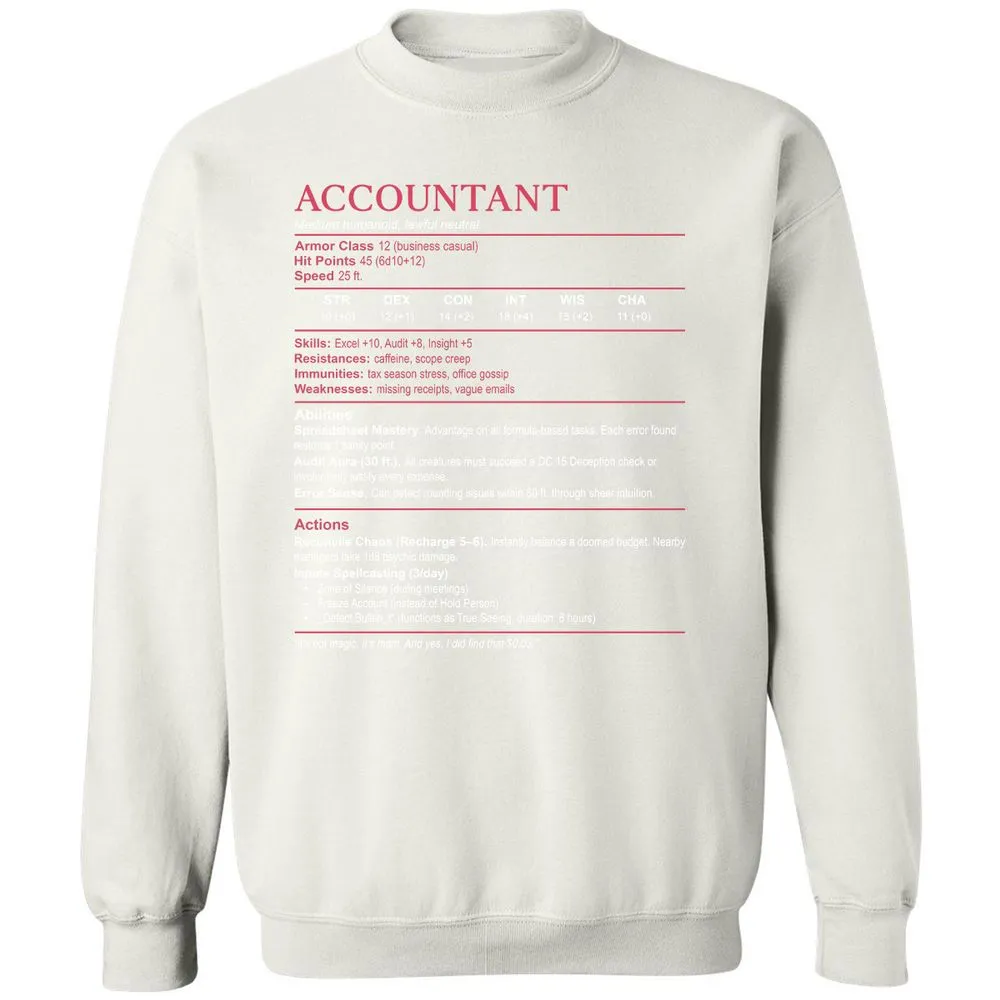 Accountant Stats Classic Unisex Sweatshirt - White - 12