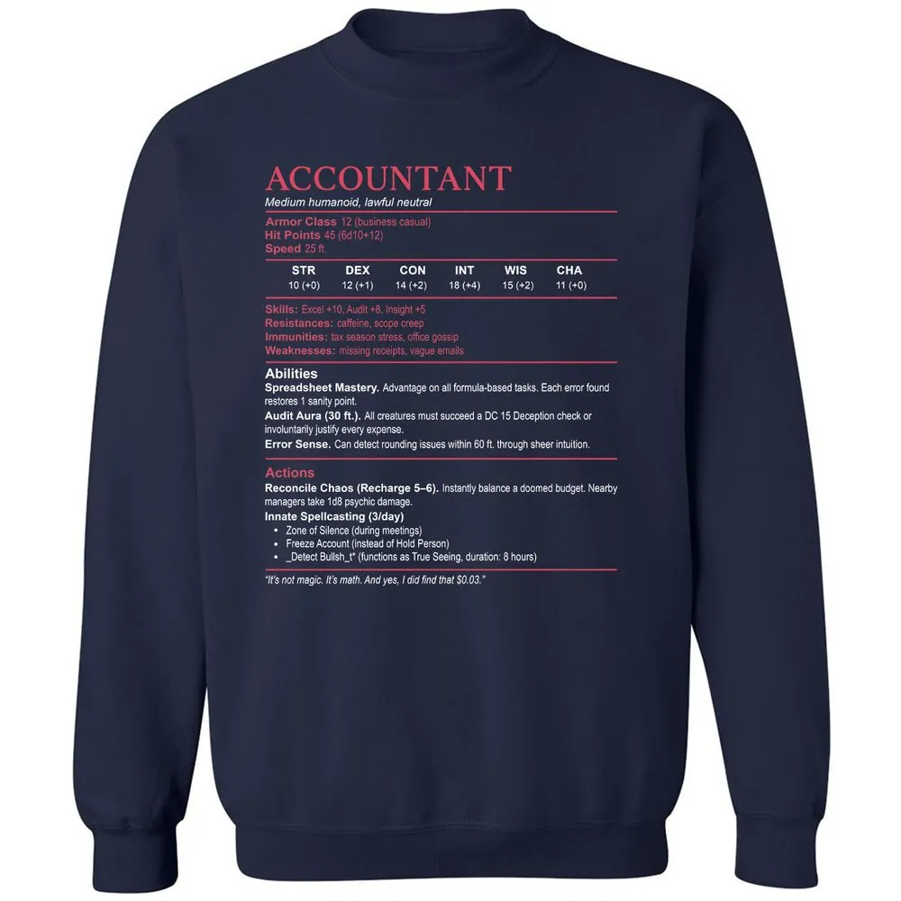 Accountant Stats Classic Unisex Sweatshirt - Navy - 2