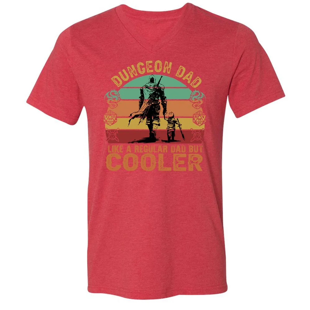 Dungeon Dad Like A Regular Dad Unisex V-Neck T-Shirt - Heather Red - 16