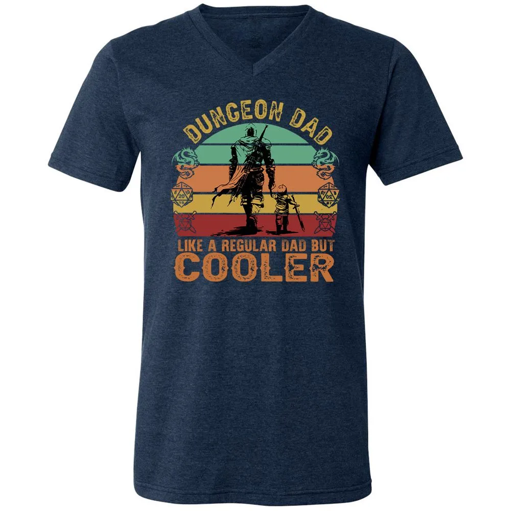 Dungeon Dad Like A Regular Dad Unisex V-Neck T-Shirt - Heather Navy - 15
