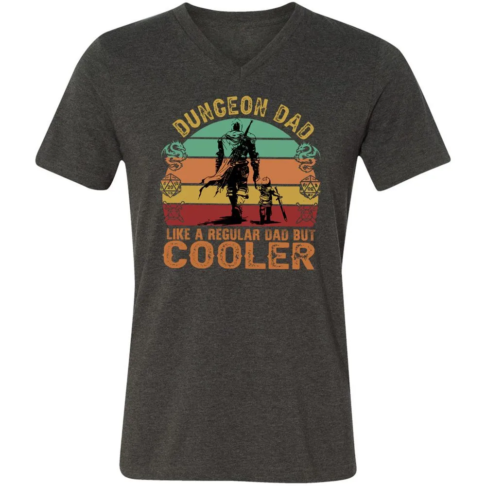 Dungeon Dad Like A Regular Dad Unisex V-Neck T-Shirt - Dark Grey Heather - 8