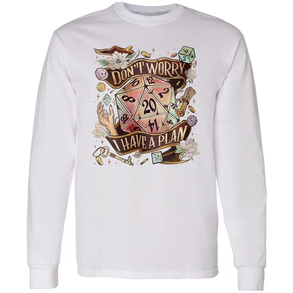 Floral Don't Worry I Have A Plan Long Sleeve T-Shirt - White - 5