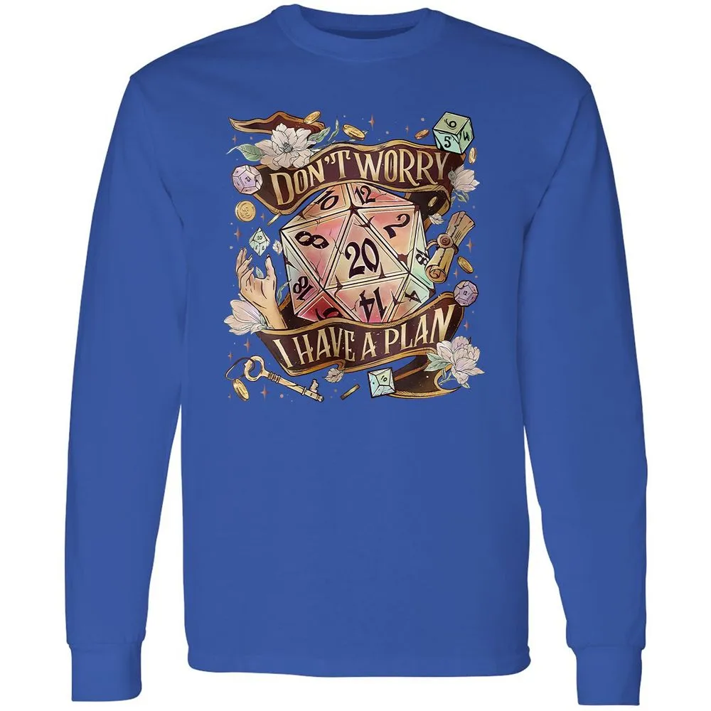 Floral Don't Worry I Have A Plan Long Sleeve T-Shirt - Royal - 8