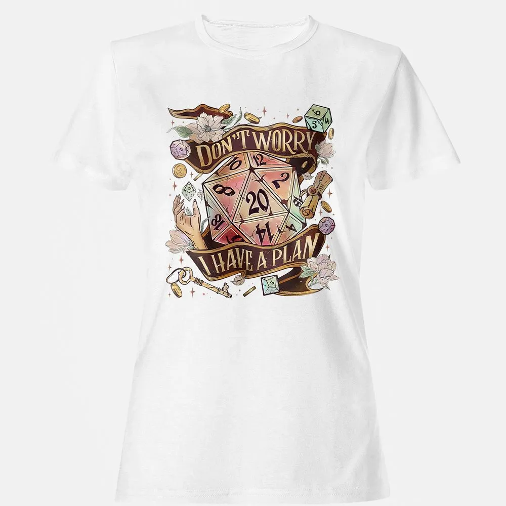Floral Don't Worry I Have A Plan Women's T-Shirt - White - 16