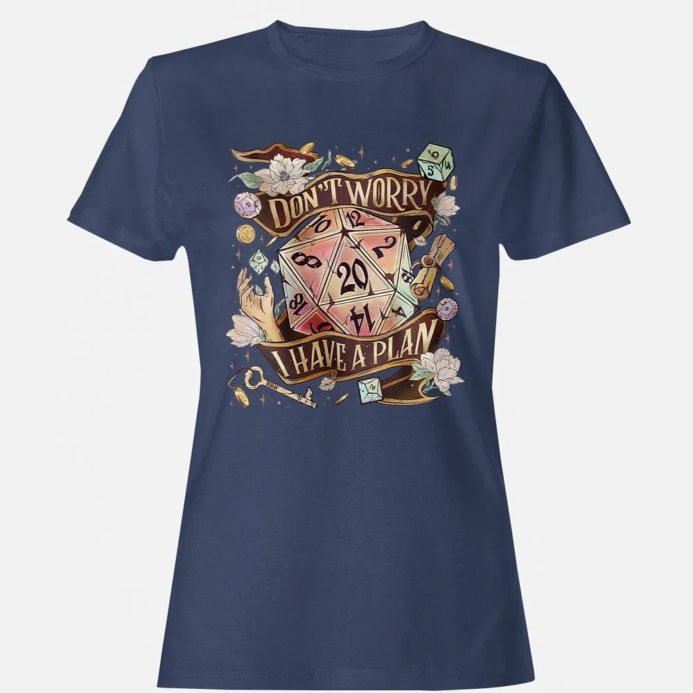 Floral Don't Worry I Have A Plan Women's T-Shirt - Navy - 10