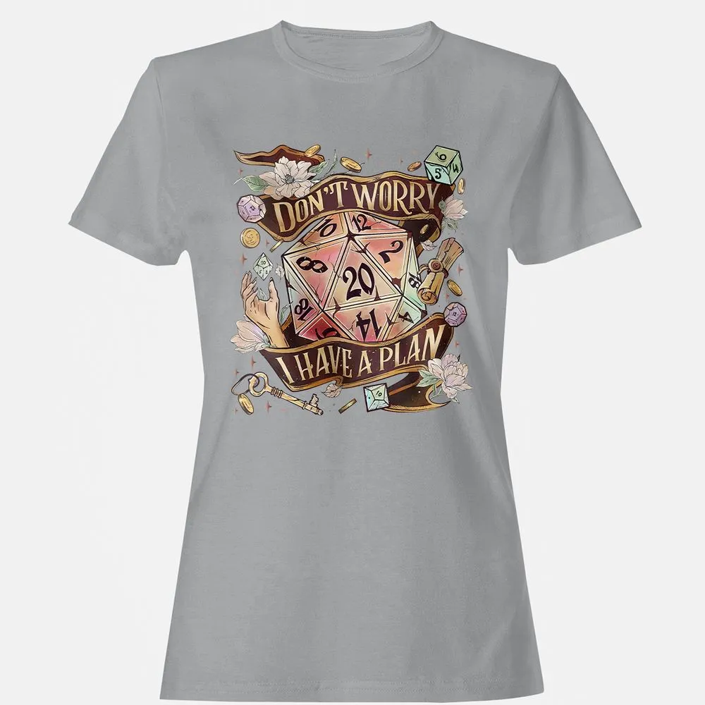 Floral Don't Worry I Have A Plan Women's T-Shirt - Sport Grey - 15