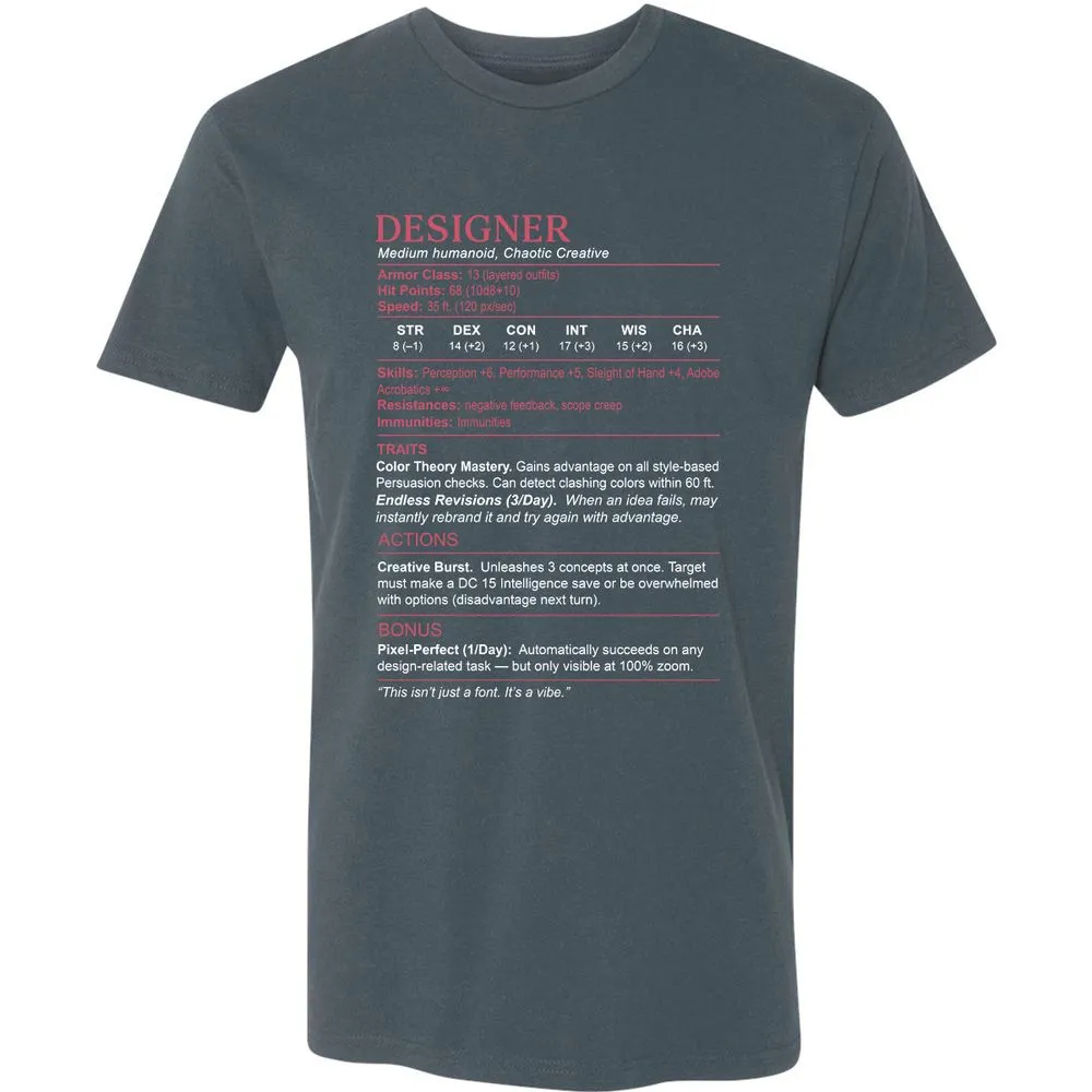 Designer Stats Premium Unisex T-Shirt - Indigo - 15