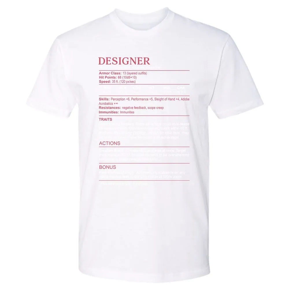 Designer Stats Premium Unisex T-Shirt - White - 4