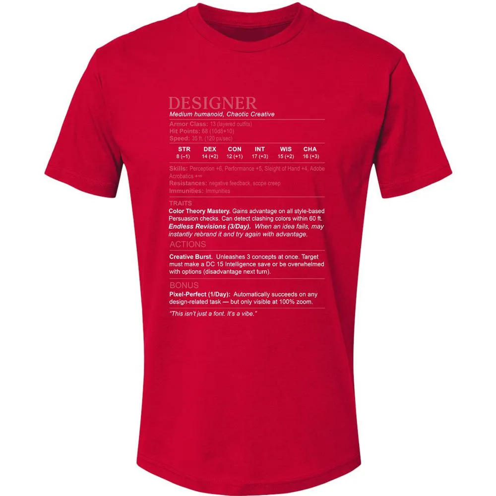 Designer Stats Premium Unisex T-Shirt - Red - 6