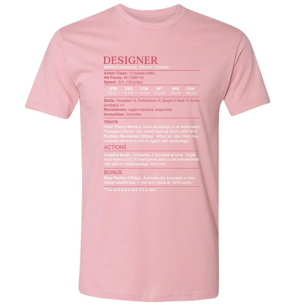 Designer Stats Premium Unisex T-Shirt - Light Pink - 3