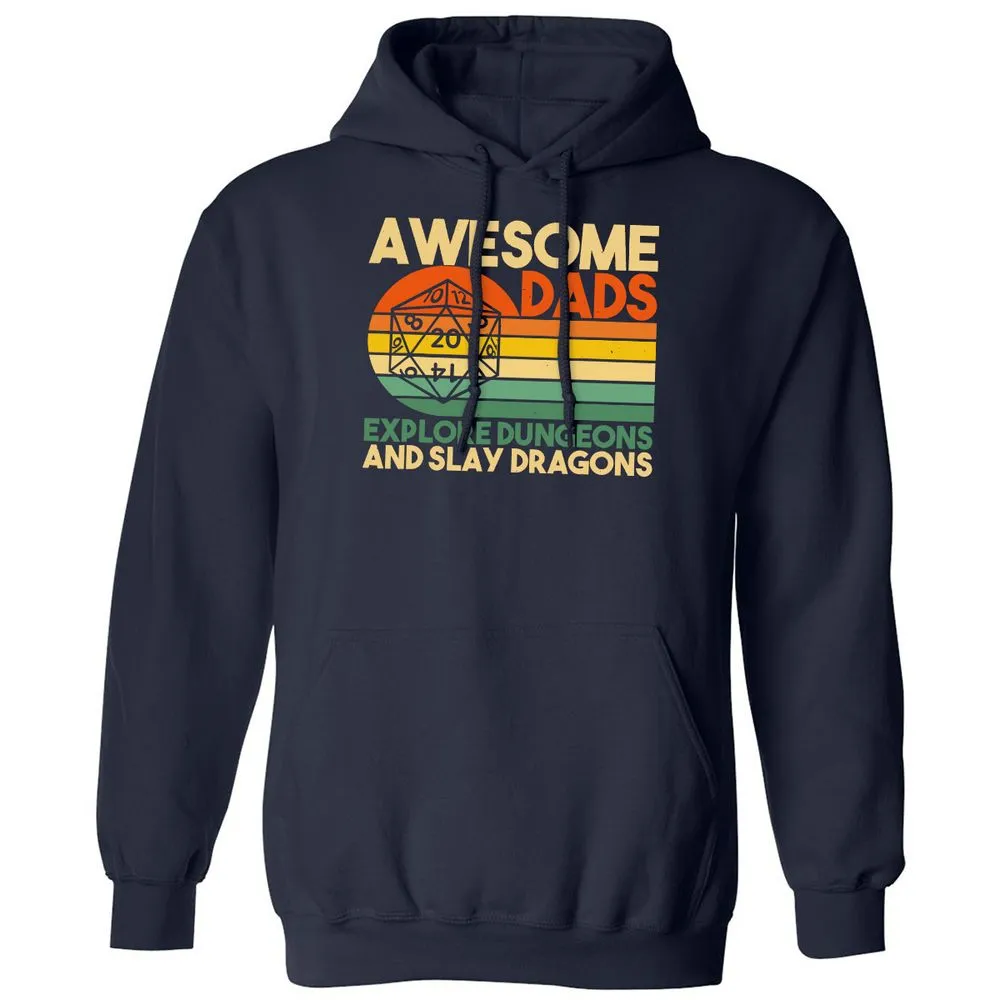 Awesome Dads Explore Dungeons Classic Unisex Hoodie - Navy - 2