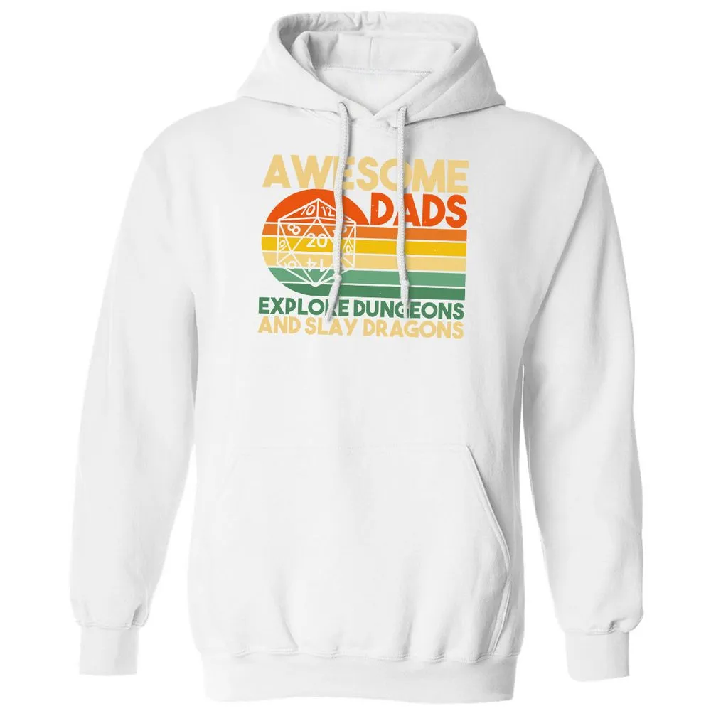 Awesome Dads Explore Dungeons Classic Unisex Hoodie - White - 11