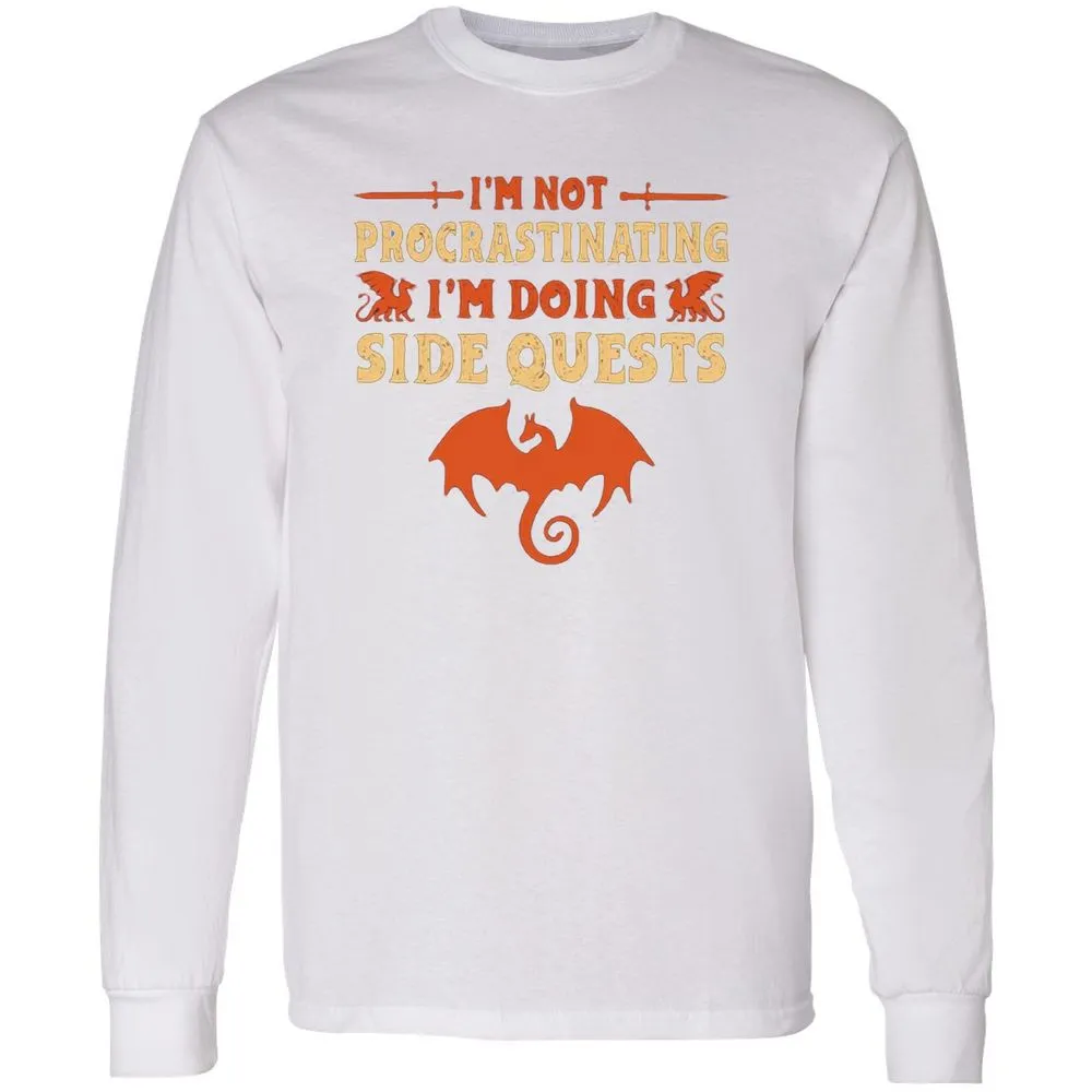 I'm Doing Side Quests Long Sleeve T-Shirt - White - 5